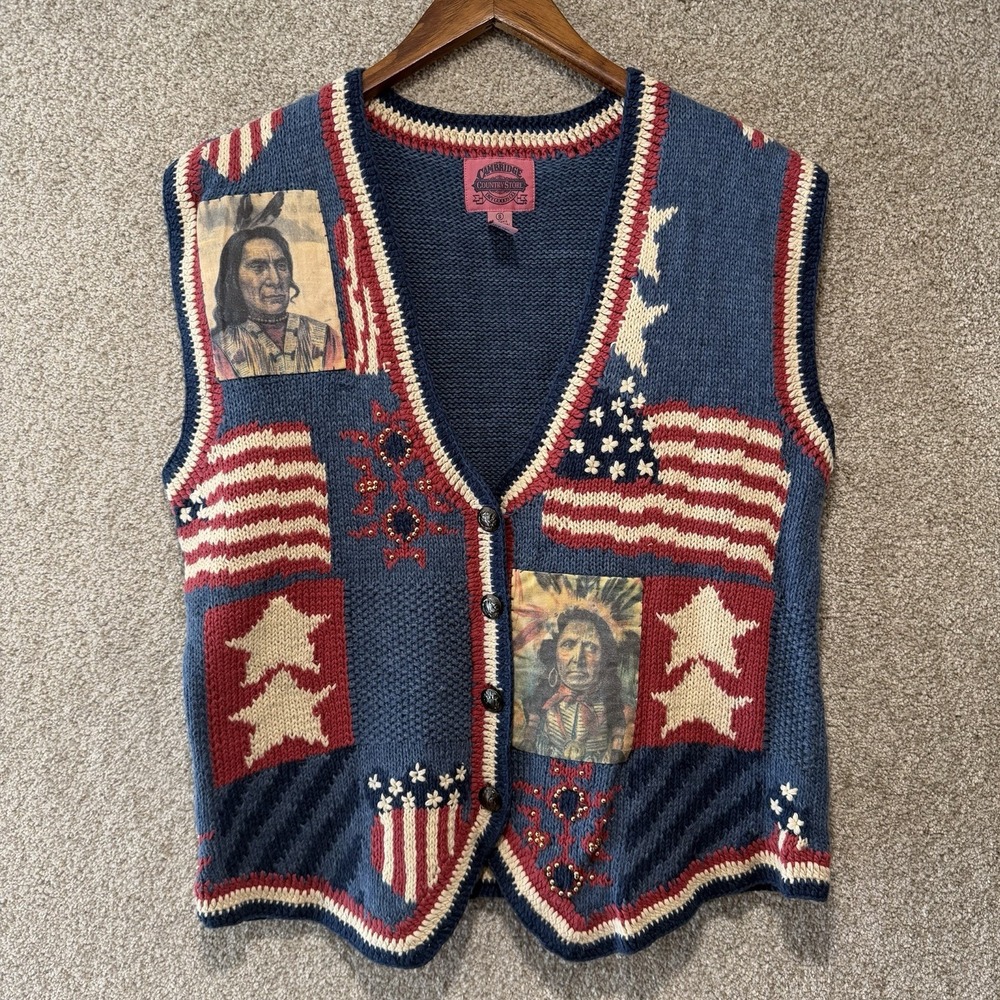 Cambridge Dry Goods Co. Knit Vest Sz S Americana  Cottagecore Country Native VTG
